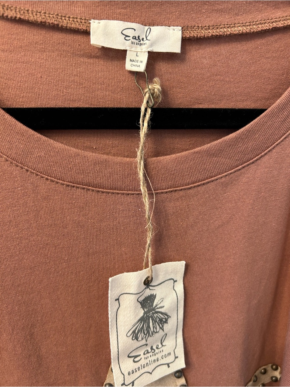 Easel Star Appliqué Pullover Sweatshirt - Rust - Picture 6 of 7